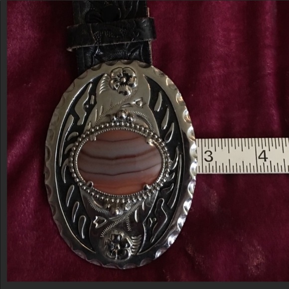Agate Silver Tone Boho Western Gypsy Burning Man Stage Coach Festival Buckle main image 4